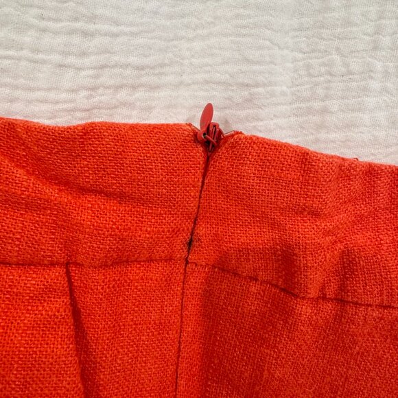 Cynthia Rowley Red Linen Blend Scalloped Hem Shorts Women’s Size 10 Lined, Side - Picture 10 of 15